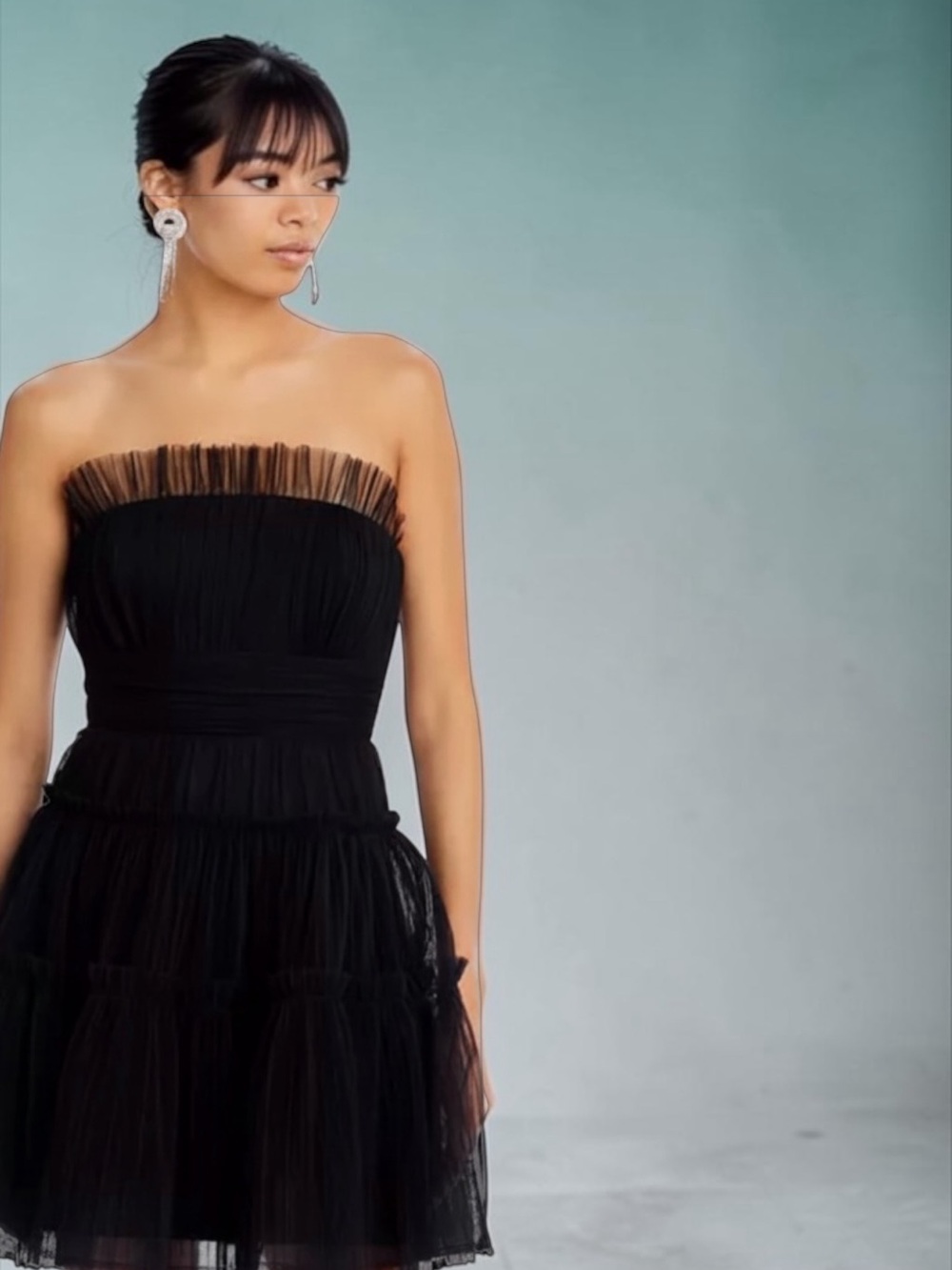 NWT Crystal Sky Classic Strapless Black Tulle Cocktail Dress S